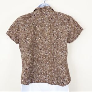 ROPER Tan Floral Western Snap Front Shirt Short Sleeves Large Cowgirl Equestrian